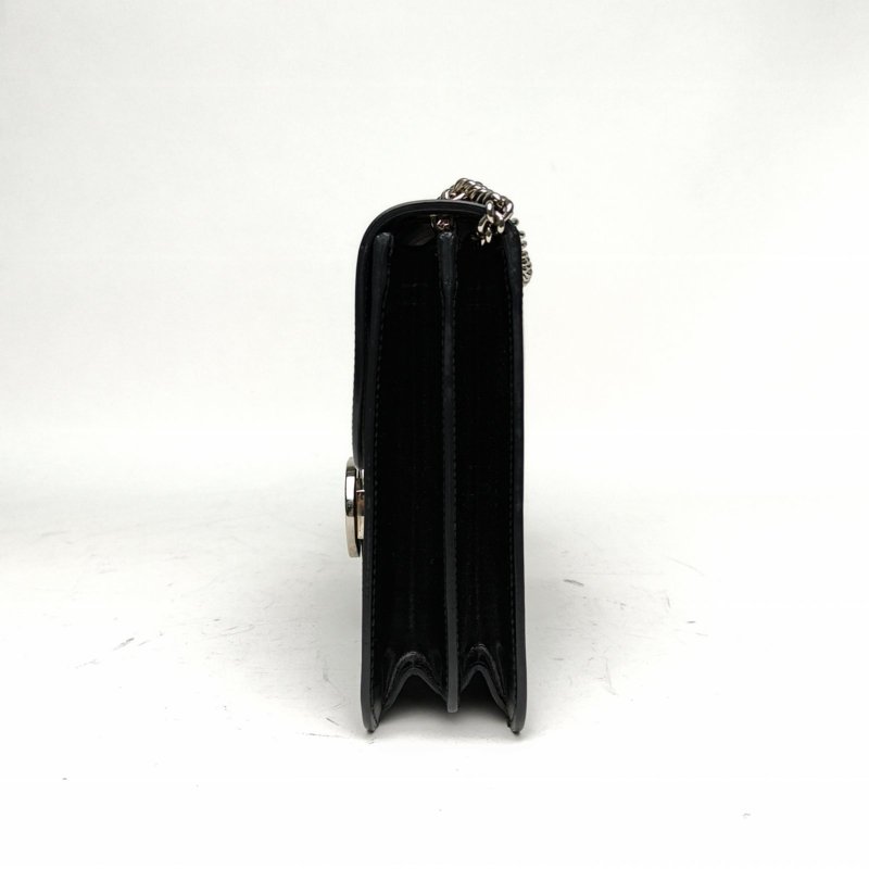 GUCCI Interlock風琴包中號28黑色牛皮銀扣肩背包-1