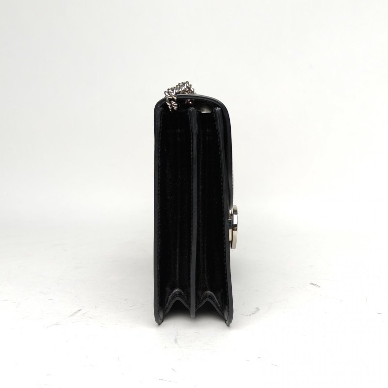 GUCCI Interlock風琴包中號28黑色牛皮銀扣肩背包-3