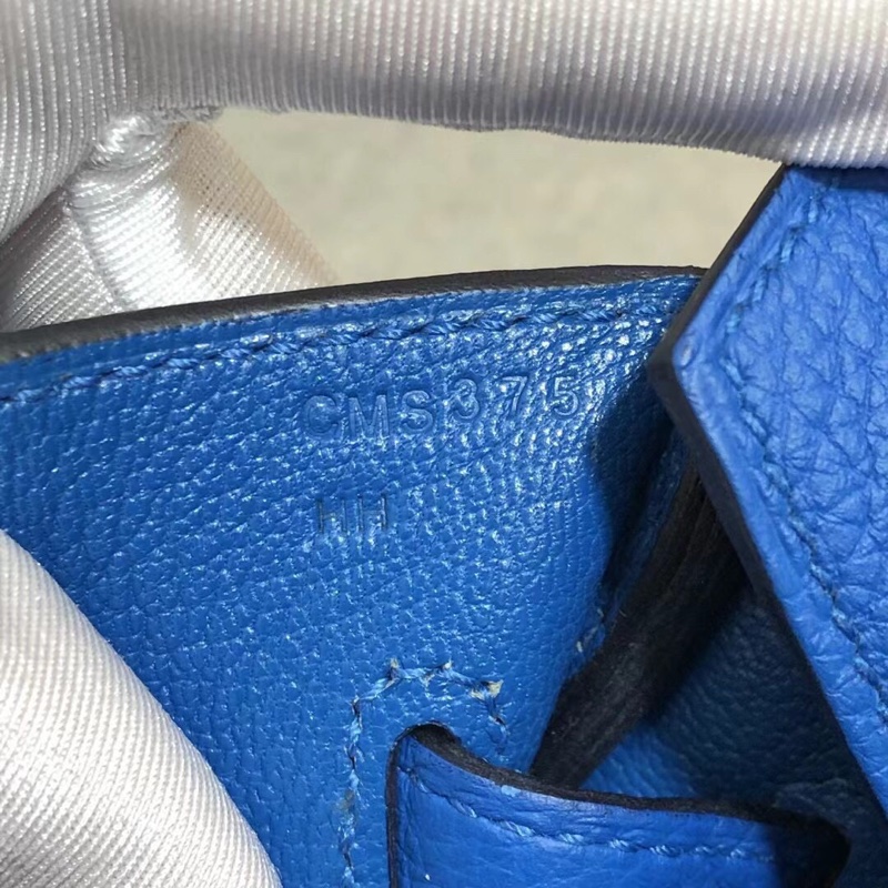 Hermes愛馬仕birkin35 i7琉璃藍togo皮金扣c刻 手提包-7