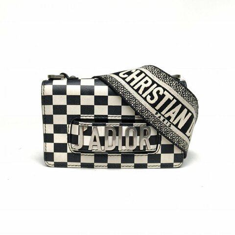 DIOR 黑白牛皮銀扣JADIOR系列配可拆卸寬肩帶woc肩背包