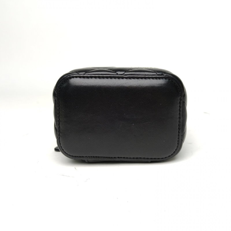 CHANEL 經典款方盒子化妝包黑色羊皮30開淺金扣單皮穿鏈肩背包-4