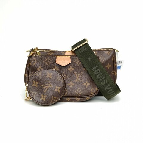 LOUIS VUITTON MultiPochette五合一綠肩帶老花PVC晶片肩背包