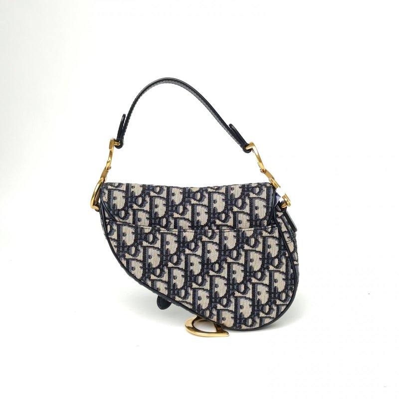 DIOR SADDLE馬鞍小號墨藍色帆布金扣2020Oblique印花肩背包-2