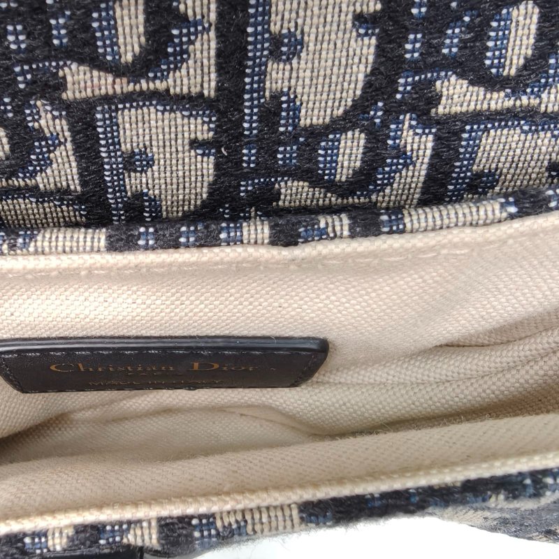 DIOR SADDLE馬鞍小號墨藍色帆布金扣2020Oblique印花肩背包-4