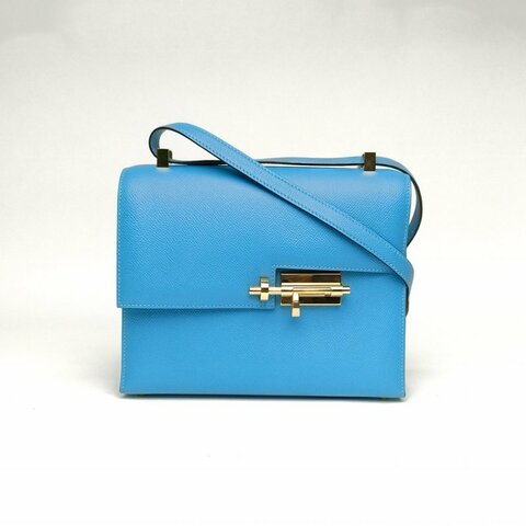 HERMES Verrou手槍包23北方藍Epsom皮Y刻金扣肩背包