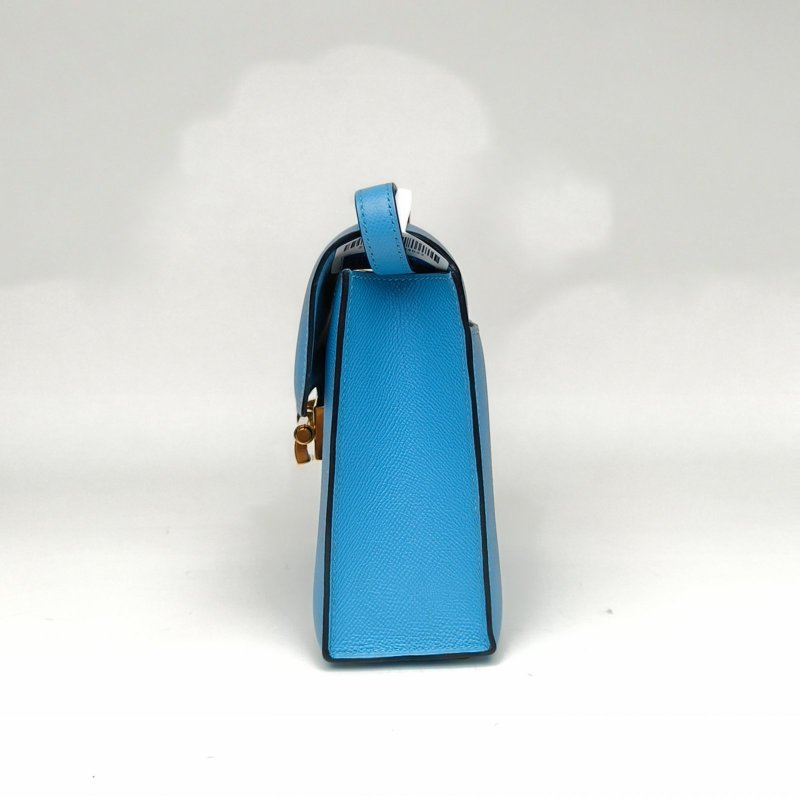 HERMES Verrou手槍包23北方藍Epsom皮Y刻金扣肩背包-1