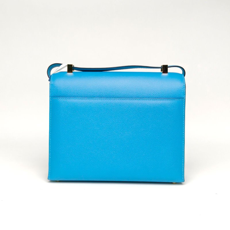 HERMES Verrou手槍包23北方藍Epsom皮Y刻金扣肩背包-2