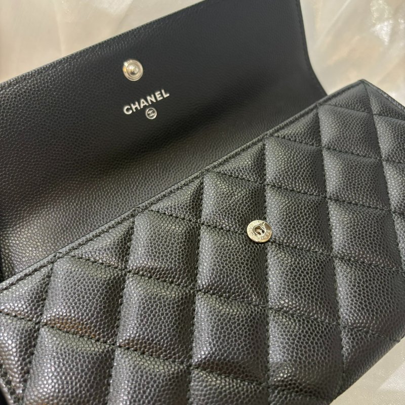 CHANEL Boy 經典荔枝紋牛皮銀釦長夾(保卡款)-4