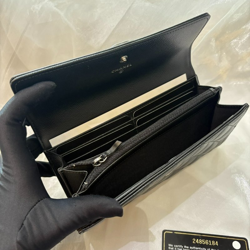 CHANEL Boy 經典荔枝紋牛皮銀釦長夾(保卡款)-5