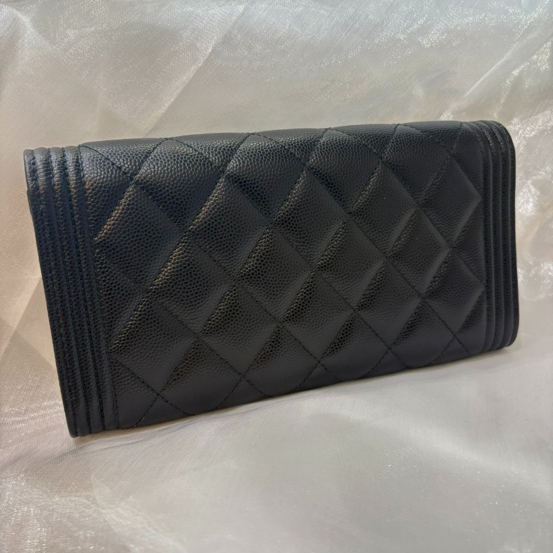 CHANEL Boy 經典荔枝紋牛皮銀釦長夾(保卡款)-7