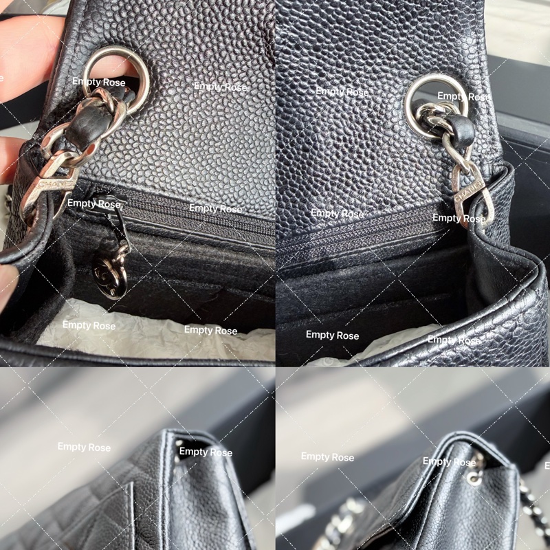 CHANEL 方胖黑銀絕版荔枝🍩CF Mini 17cm Black-9