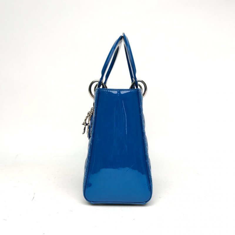 DIOR Lady戴妃包五格藍色漆皮銀扣2015肩背包-1