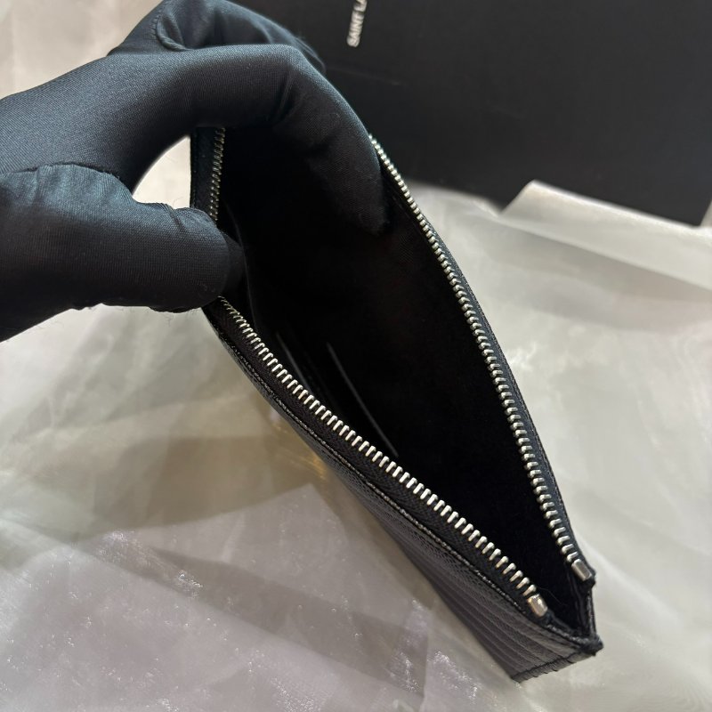 YSL黑色魚子醬紋皮革Monogram 信封手拿包(銀)-7