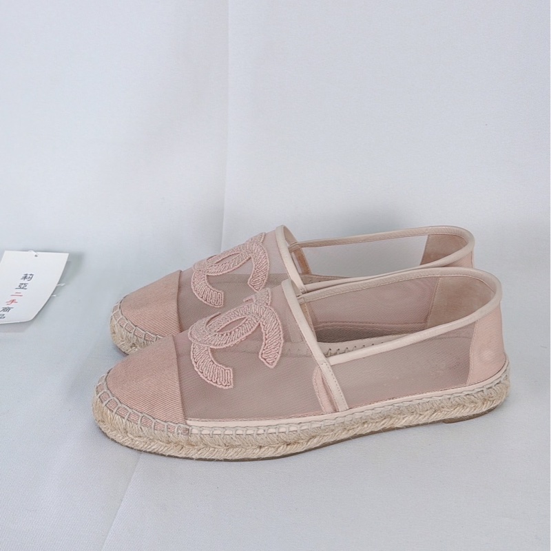 莉亞精品♡ Chanel 粉色漁夫草編鞋 #39 二手-7