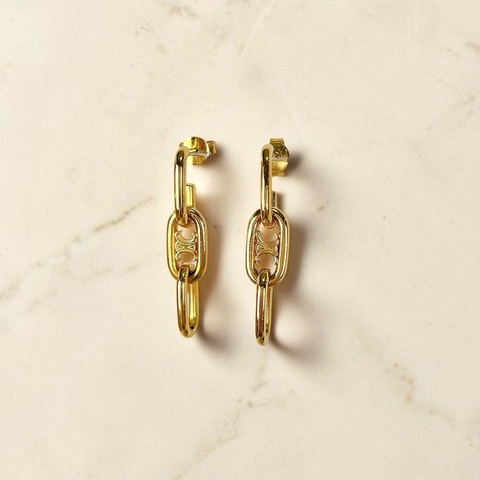 莉亞精品♡ Celine 凱旋門垂吊耳環 二手