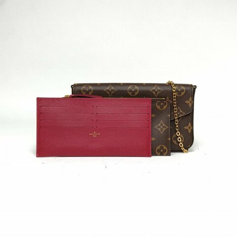 LOUIS VUITTON POCHETTEFELICIE三合一鏈條包老花PVC晶片肩背包
