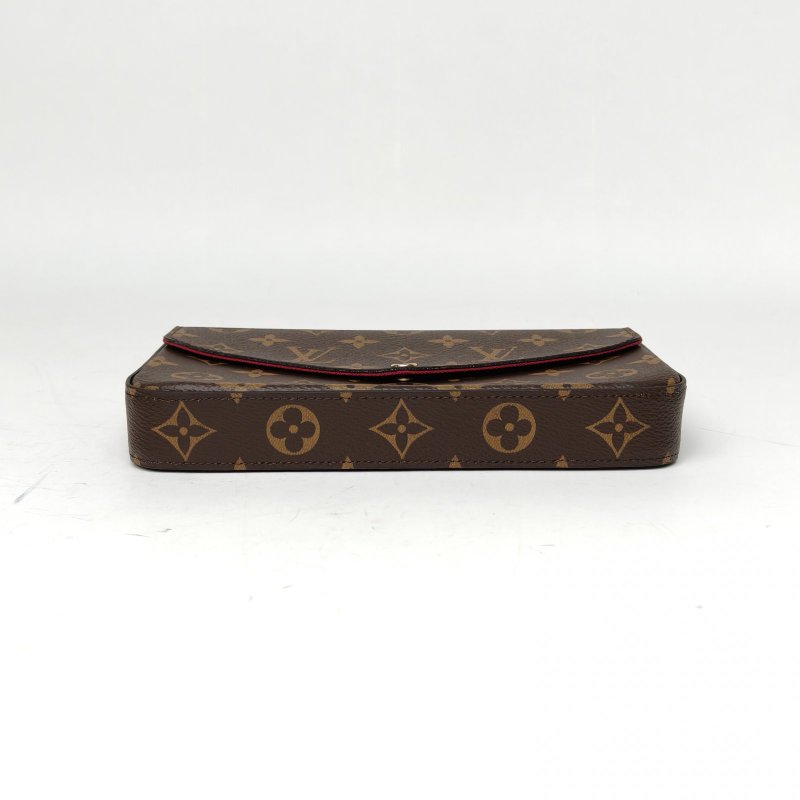 LOUIS VUITTON POCHETTEFELICIE三合一鏈條包老花PVC晶片肩背包-4