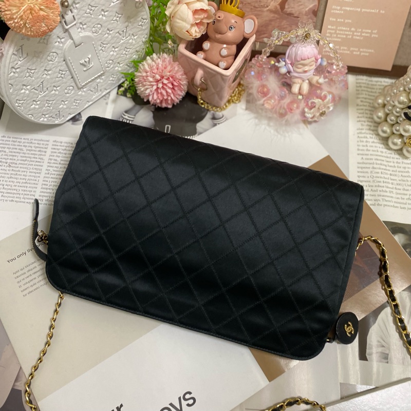 𝙲𝕙𝕒𝕟𝕖𝕝 手拿包鏈條包緞面小牛皮 稀有絕版🏅-5