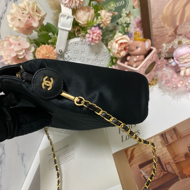 𝙲𝕙𝕒𝕟𝕖𝕝 手拿包鏈條包緞面小牛皮 稀有絕版🏅-7