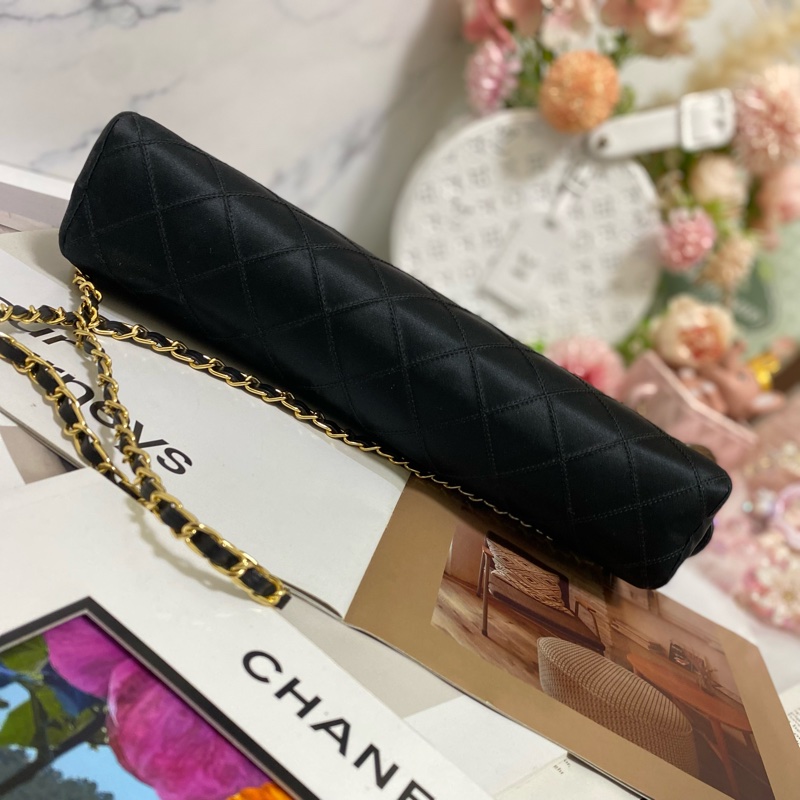 𝙲𝕙𝕒𝕟𝕖𝕝 手拿包鏈條包緞面小牛皮 稀有絕版🏅-9