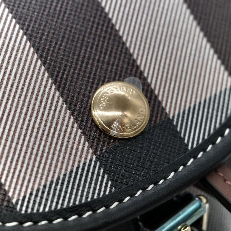 BURBERRY 巴寶莉 經典格紋帆布拼皮革單扣迷你後背包-6