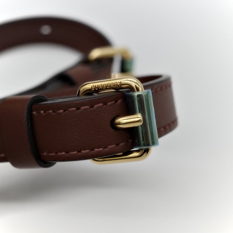 BURBERRY 巴寶莉 經典格紋帆布拼皮革單扣迷你後背包-9