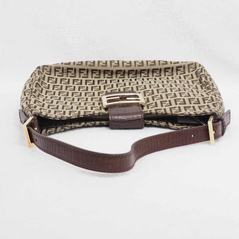FENDI Vintage Zucchino Hobo Shoulder Bag 經典菸草棕色配深啡皮革-4