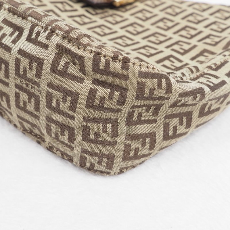 FENDI Vintage Zucchino Hobo Shoulder Bag 經典菸草棕色配深啡皮革-7