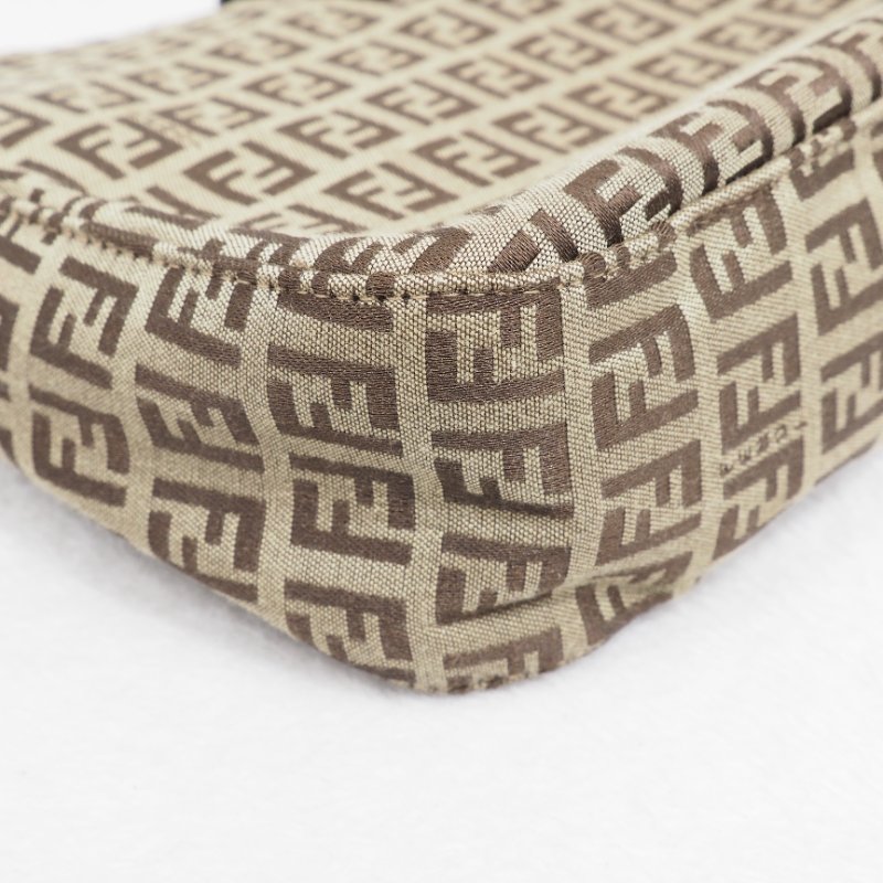 FENDI Vintage Zucchino Hobo Shoulder Bag 經典菸草棕色配深啡皮革-8