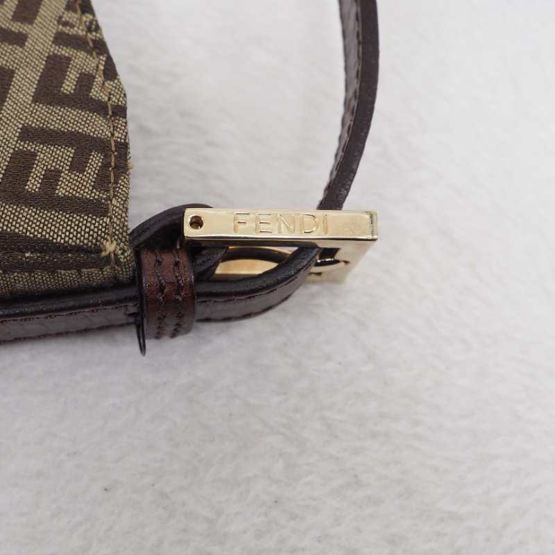FENDI Vintage Zucchino Hobo Shoulder Bag 經典菸草棕色配深啡皮革-14