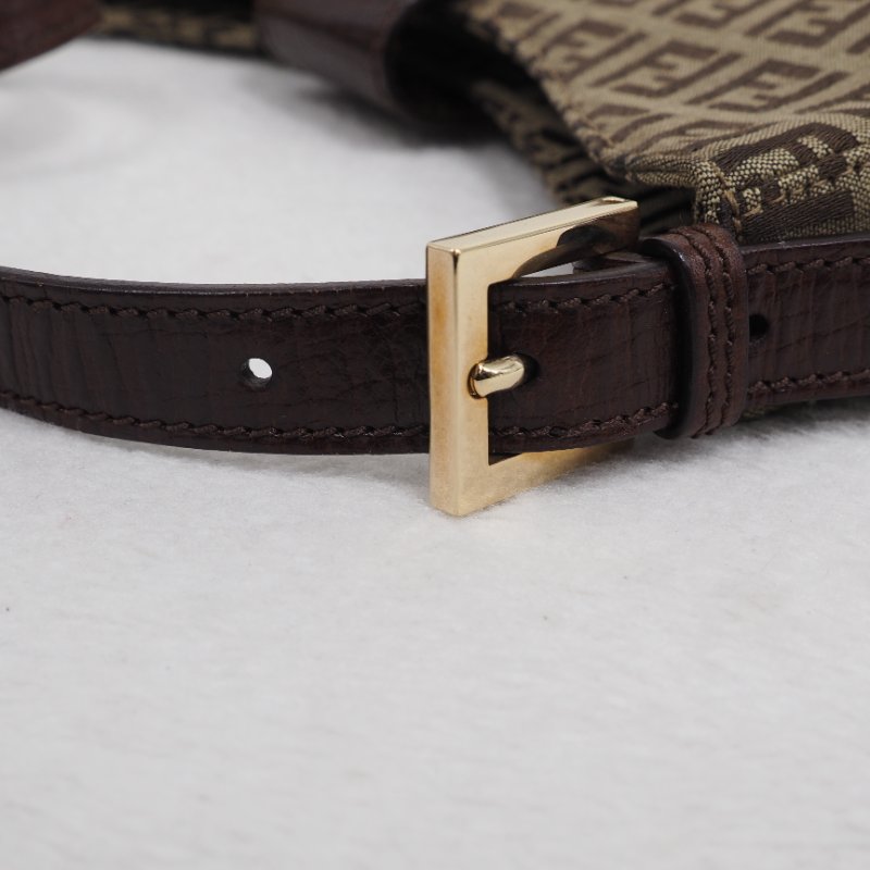 FENDI Vintage Zucchino Hobo Shoulder Bag 經典菸草棕色配深啡皮革-15