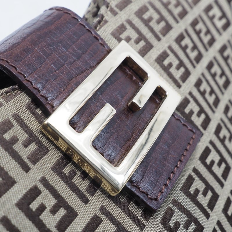 FENDI Vintage Zucchino Hobo Shoulder Bag 經典菸草棕色配深啡皮革-16