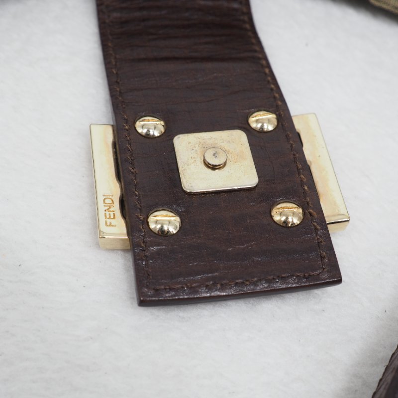 FENDI Vintage Zucchino Hobo Shoulder Bag 經典菸草棕色配深啡皮革-17