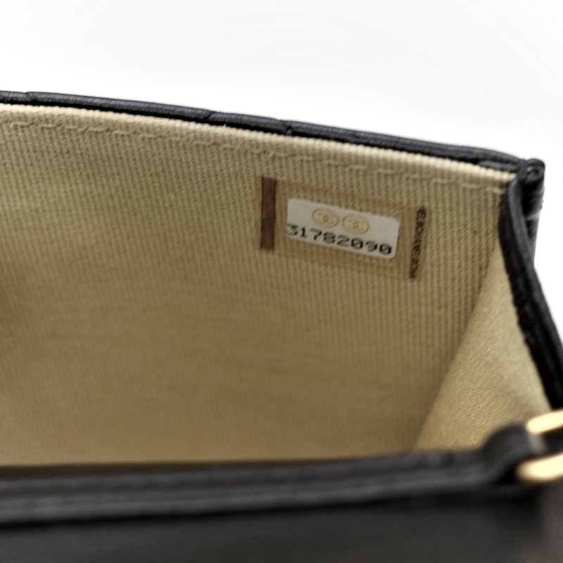 Chanel 香奈兒 黑色羊皮 金球 鏈條 腰包-11