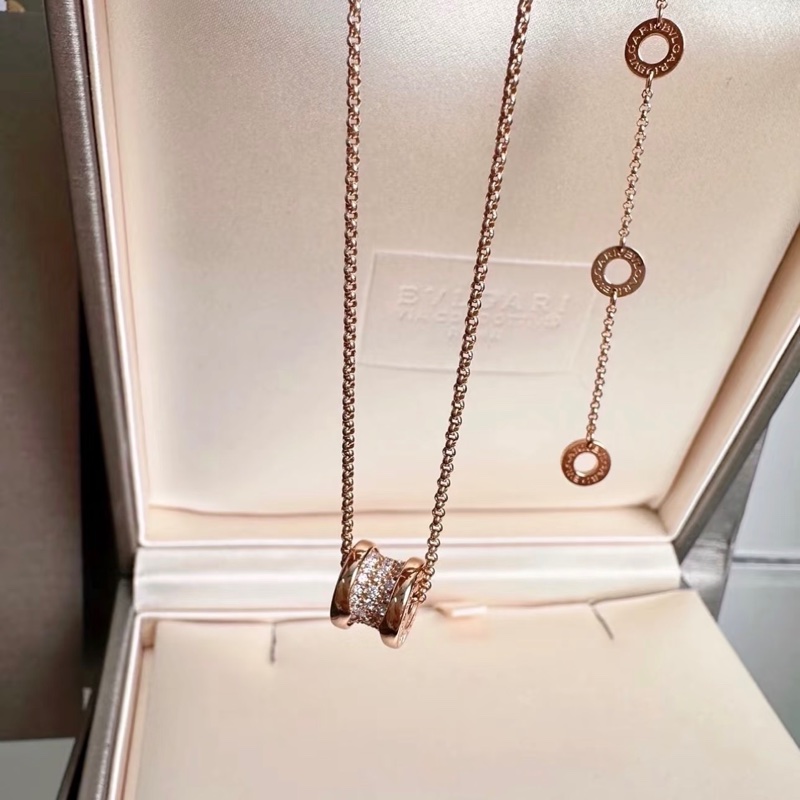 BVLGARI 18K玫瑰金B.zerol Necklace diamond pave 鑽石項鍊-2