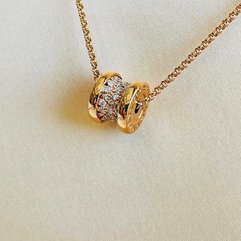 BVLGARI 18K玫瑰金B.zerol Necklace diamond pave 鑽石項鍊-4