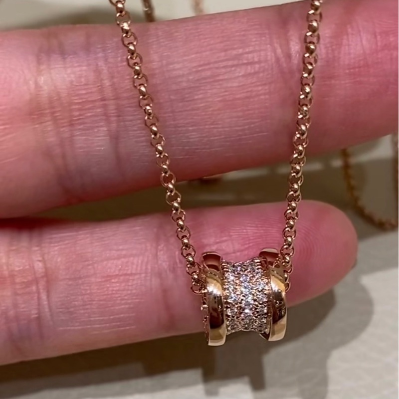 BVLGARI 18K玫瑰金B.zerol Necklace diamond pave 鑽石項鍊-7