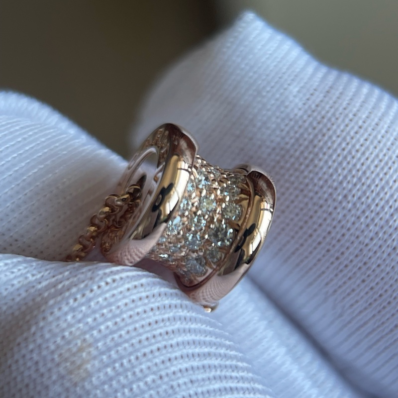 BVLGARI 18K玫瑰金B.zerol Necklace diamond pave 鑽石項鍊-8