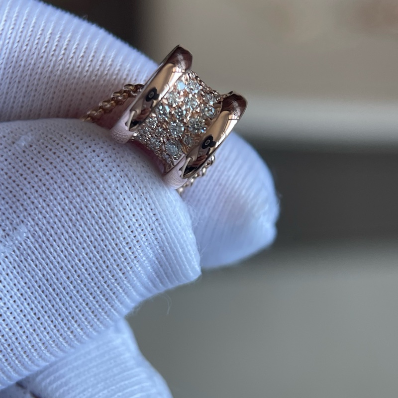 BVLGARI 18K玫瑰金B.zerol Necklace diamond pave 鑽石項鍊-13