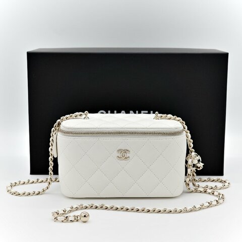 Chanel 香奈兒 白色 羊皮 足球鏈條包