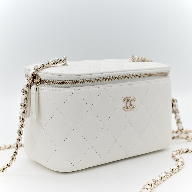 Chanel 香奈兒 白色 羊皮 足球鏈條包-2