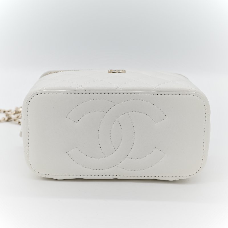 Chanel 香奈兒 白色 羊皮 足球鏈條包-5