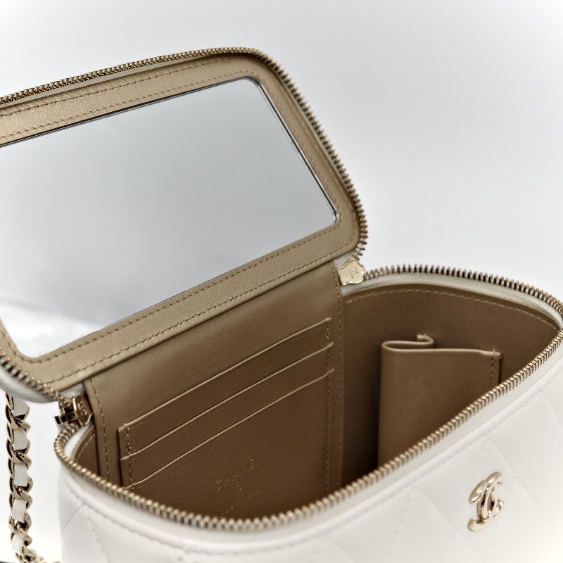 Chanel 香奈兒 白色 羊皮 足球鏈條包-10