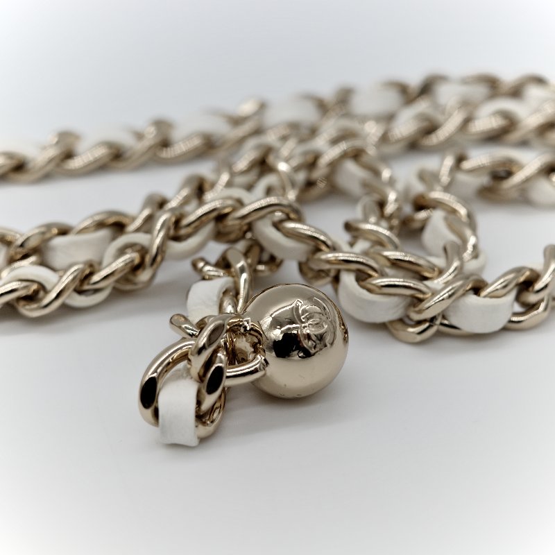 Chanel 香奈兒 白色 羊皮 足球鏈條包-14