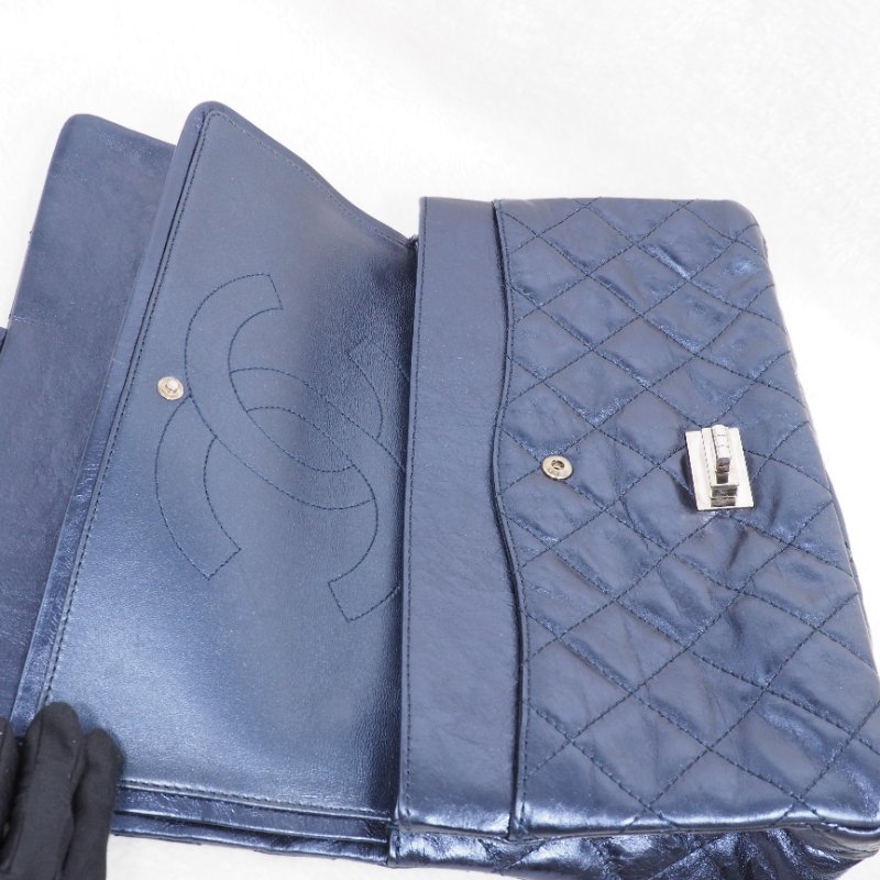 Chanel 2.55 Reissue Flap Bag 31cm 深藍色珠光-14