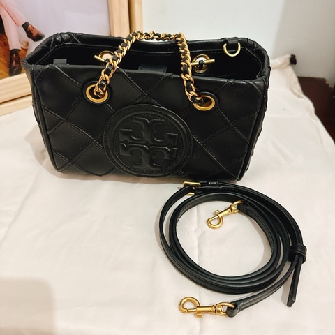 Tory Burch Fleming Mini 鍊條托特包｜納帕皮革｜手提斜背二用｜黑色