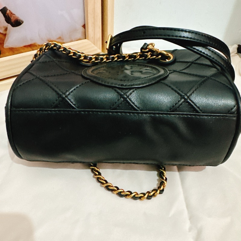 Tory Burch Fleming Mini 鍊條托特包｜納帕皮革｜手提斜背二用｜黑色-3