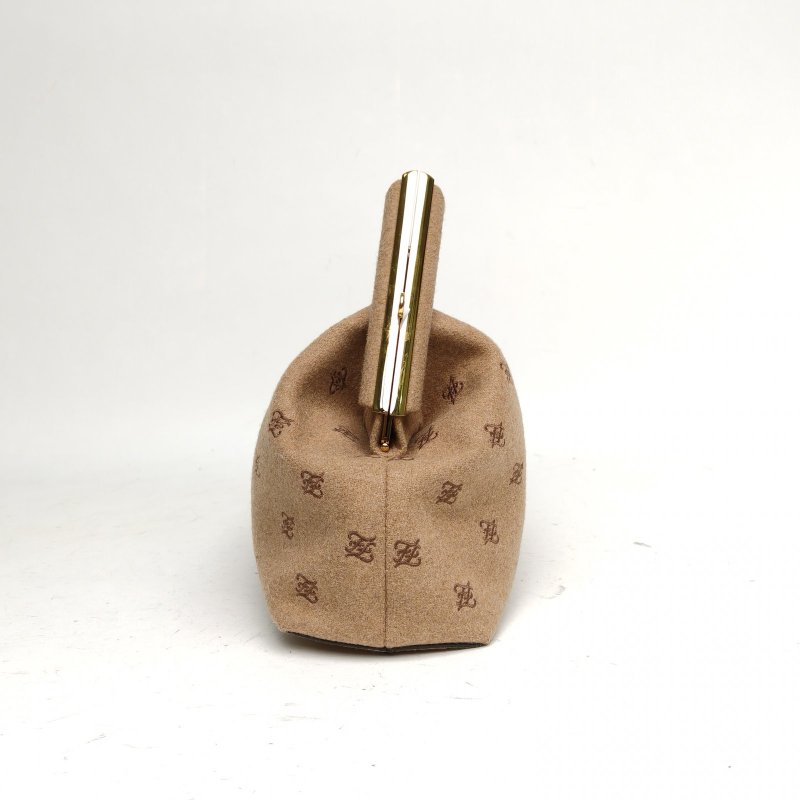 FENDI 棕色毛呢FirstF形搭扣單肩包肩背包-1