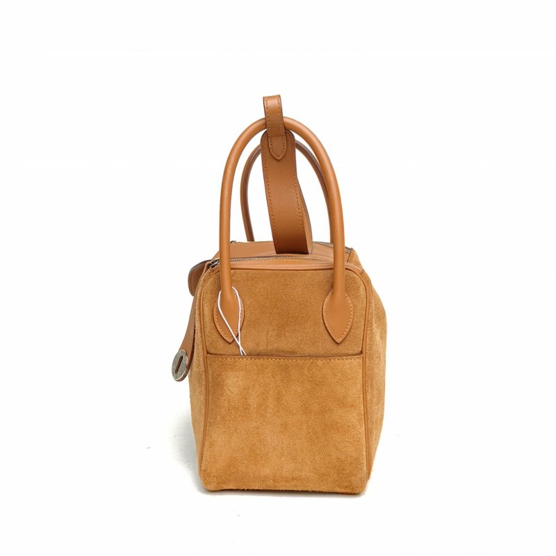 HERMES Lindy2637金棕色Swift皮/麂皮C刻銀扣肩背包-1