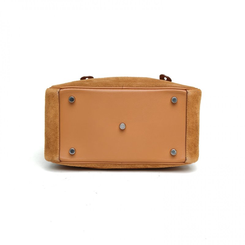 HERMES Lindy2637金棕色Swift皮/麂皮C刻銀扣肩背包-4